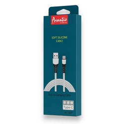 USB кабель Avantis AC-120t Soft Silicone charging cable Type-C White/Black - Photo 1
