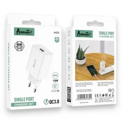 МЗП Avantis A425 QC3.0 single port 3.0A/18W + Type-C cable White - допоміжне фото