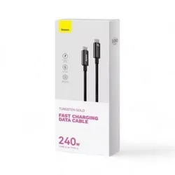 USB кабель Baseus Tungsten Gold Fast charging Type-C to Type-C 240W 1m Black (CAWJ040001) - допоміжне фото