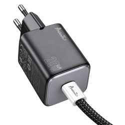 Мережевий зарядний пристрій Avantis A896 GaN single port PD20W+ Type-C to Lightning cable Black - Фото 2