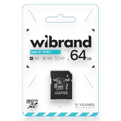 microSD Wibrand 64Gb class 10 (adapter SD) - Фото 1