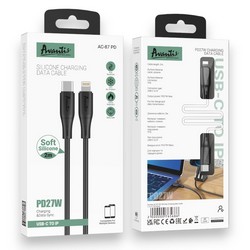USB кабель Avantis AC-87ci Plus 2m Silicone PD 27W Type-c to lightning Black - Photo 1