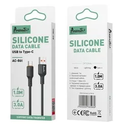 USB кабель Avantis AC-86t Silicone charging data cable Type-C Black - допоміжне фото