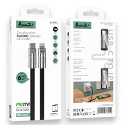 Avantis AC-89ci Powerful Silicone cable Type-c to Lightning 27W Black - Фото 1