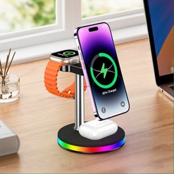 БЗП Jokade JK015 3in1 Desktop Magnetic Wireless charger Black - Photo 2