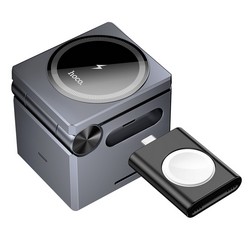 Бездротовий зарядний пристрій Hoco CQ8 folding 3in1 magnetic 15W Grey - Фото 3