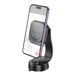 Автотримач Hoco HW24 Magnetic Wireless з БЗП Black - Фото 4