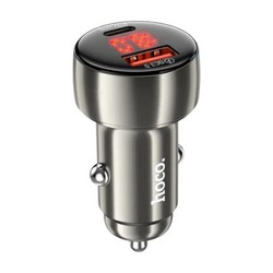 Автомобільний зарядний пристрій Hoco Z50 1Type-C to 1USB 3A 48W PD30W+QC3.0 Grey - Фото 2