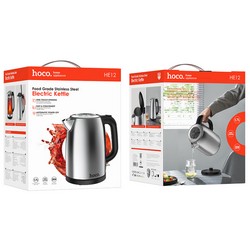 Електрочайник HOCO HE12 1,7L stainless steel electric kettle (EU) Stainless Steel - Фото 1