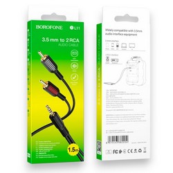 Audio cable Borofone BL11 3,5mm to double RCA Black - Фото 1