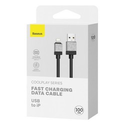 USB кабель Baseus CoolPlay Series Fast Charging Cable USB to iP 2.4A 1m Black - Фото 1