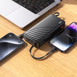 Power Bank Hoco J146A Night tide with 4 cables 20000mAh Black - Фото 3