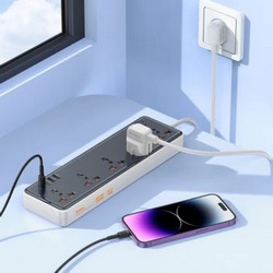 Мережевий подовжувач Hoco AC14A PD30W (3USB/1Type-C/5xSocket) Black - Фото 2