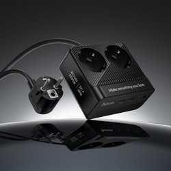 Мережевий подовжувач Hoco AC27 PD30W (1USB/2Type-C/2xSocket) 2м Black - Фото 3
