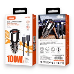 АЗП Jokade JH026 Smart car charger PD100W (C+U ports) Lightning to Type-C Black - Фото 1