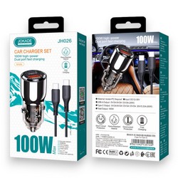 АЗП Jokade JH026 Smart car charger PD100W (C+U ports) Type-C to Type-C Black - Фото 1
