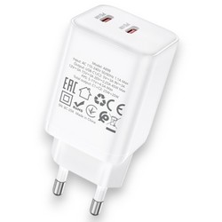 Мережевий зарядний пристрій Avantis A898 GaN 2USB-C port PD45W White - Фото 2
