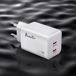 Мережевий зарядний пристрій Avantis A898 GaN 2USB-C port PD45W White - Фото 4
