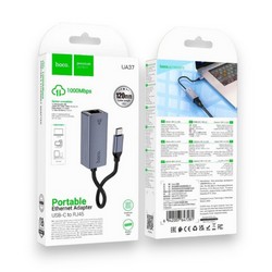 Перехідник Hoco UA37 USB - RJ45 Grey - Фото 1
