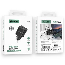 Мережевий зарядний пристрій Avantis A835 PD 20W Black - Photo 1