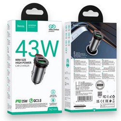 Автомобільний зарядний пристрій Hoco NZ16A PD25W QC3.0 (USB+ USB-C port) Grey - Фото 1