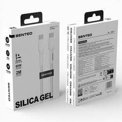 USB cable Senteo SL-03 Silica Gel 60W Type-C to Type-C 2m White - Фото 1