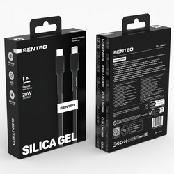 USB cable Senteo SL-03 Silica Gel PD 3.0 20W Type-C to Lightning 1m Black - Photo 1