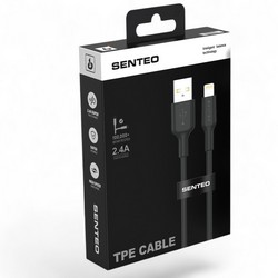 USB cable Senteo SL-06 TPE USB to Lightning 2,4A Black - Фото 1