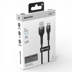 USB cable Senteo ST-01 Montes series 3A USB-A to USB-C 1,2m Black - Photo 1