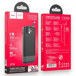 Power Bank Hoco J114 LCD+ 3 in 1 cable 10000 mAh Black - Фото 1