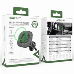 Автотримач Acefast Magnetic D46 з бездротовою зарядкою Black - Фото 1