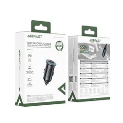 АЗП Acefast B15 65W USB-C+USB-A Grey - Фото 1