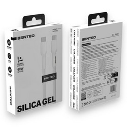 USB cable Senteo SL-03 Silica Gel 60W Type-C to Type-C 1m White - Фото 1