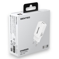 МЗП Senteo S-04 (USB-C+USB-A) PD 30W/18W QC3.0 White - Фото 1