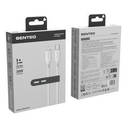 USB cable Senteo SL-08 1M nano silicone 30W USB-C to Lightning White - Photo 1