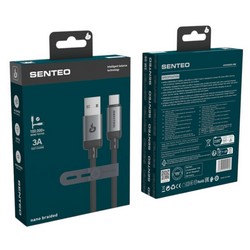 USB cable Senteo SM-06 1M nano braided 3A USB -A to USB-C Black - Photo 1