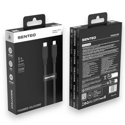 USB cable Senteo SL-05 Foamed Silicone 30W USB-C to Lightning 1m Black - Photo 1