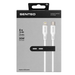 USB cable Senteo SL-08 1M nano silicone USB-C to Lightning 30W White - Фото 1