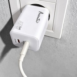Мережевий зарядний пристрій Avantis A898 GaN 2USB-C port PD45W + Type-C to Type-C cable White - Photo 2