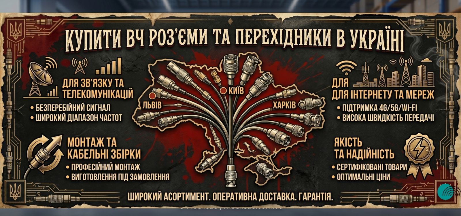 ВЧ роз'єми та перехідники для GSM 3G 4G обладнання
